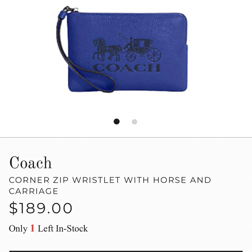 COACH Embossed Horse & Carriage L-Zip Wristlet - Picture 4 of 11